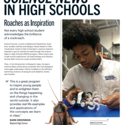 Evains Francois ’19 Featured in Science News in High Schools’ Annual Report